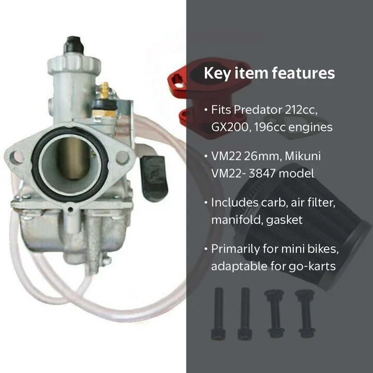 VM22 26mm Carburetor Carb For Predator 212cc GX200 196cc Clones