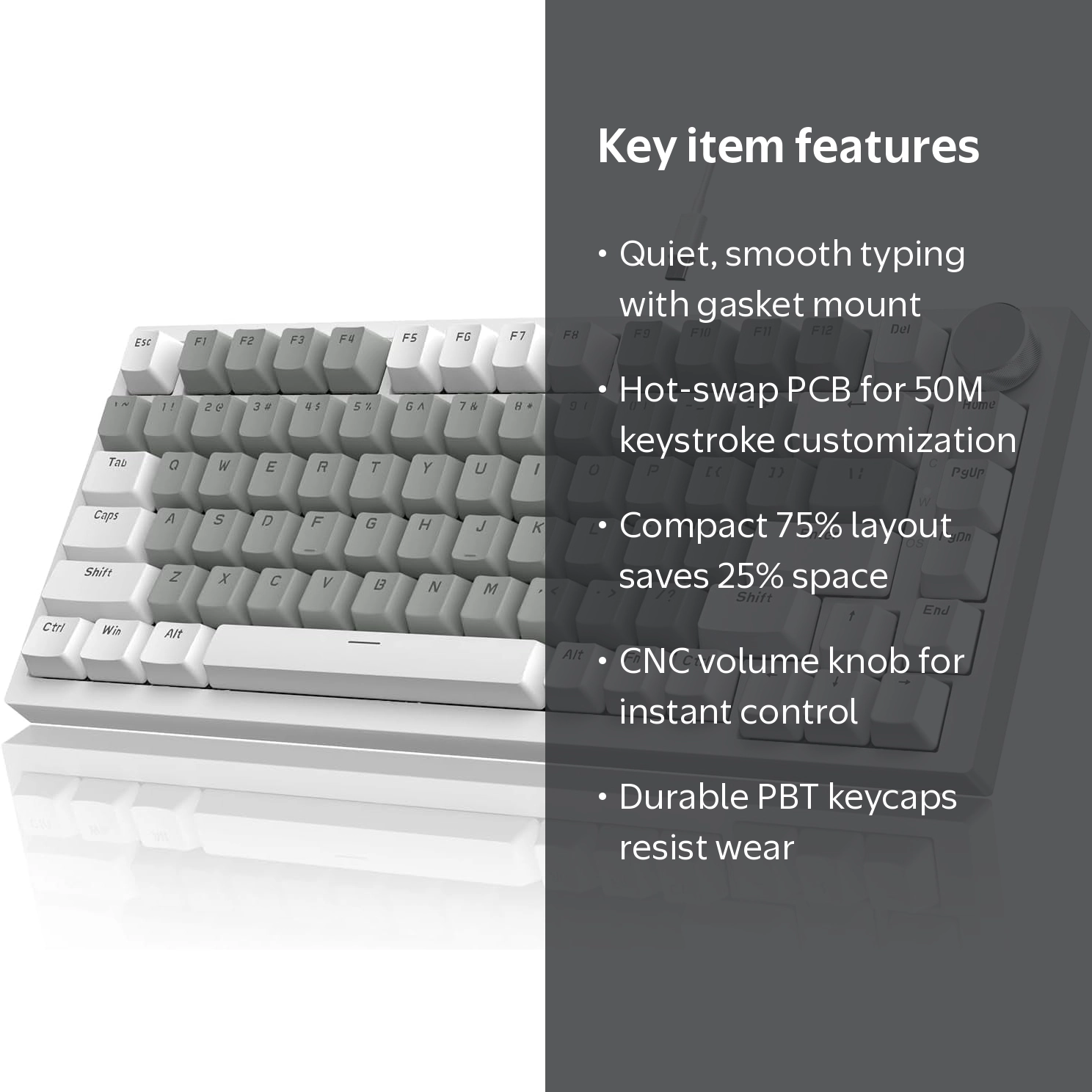 AJAZZ AK820 75% Wired RGB Hot Swap Mechanical Keyboard with CNC