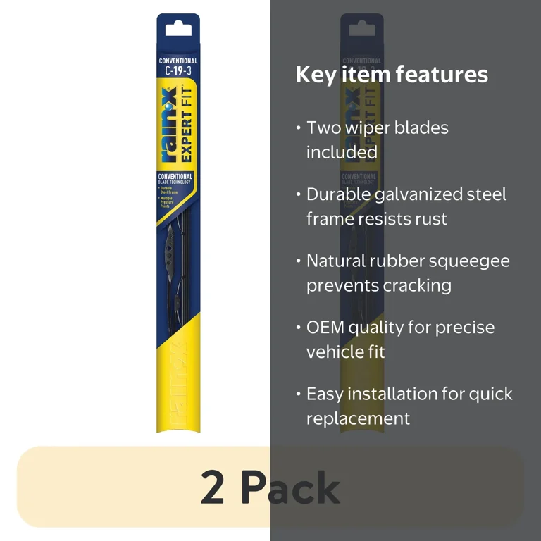 2 pack) Rain-X Expert Fit Conventional Windshield Wiper Blade C-19