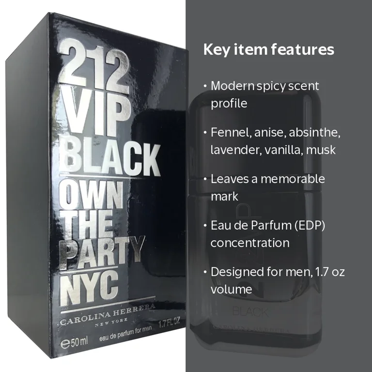 Carolina Herrera, 212 VIP Black Men Cologne, 1.7 oz EDP, Sp