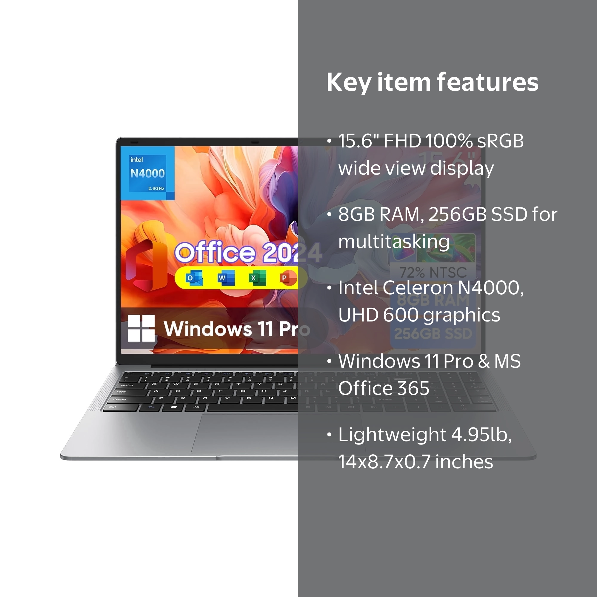Free Shipping! EYY 15.6 Inch Windows 11 Pro Laptop, 8GB RAM, 256GB