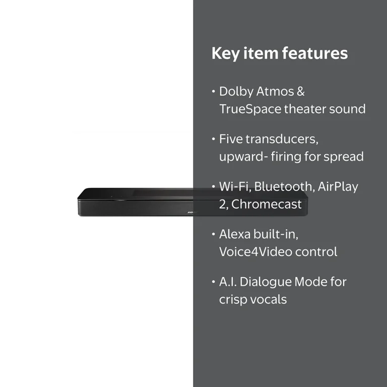 Bose, Smart Sound Bar for TV, Dolby Atmos, BlueTooth Surround