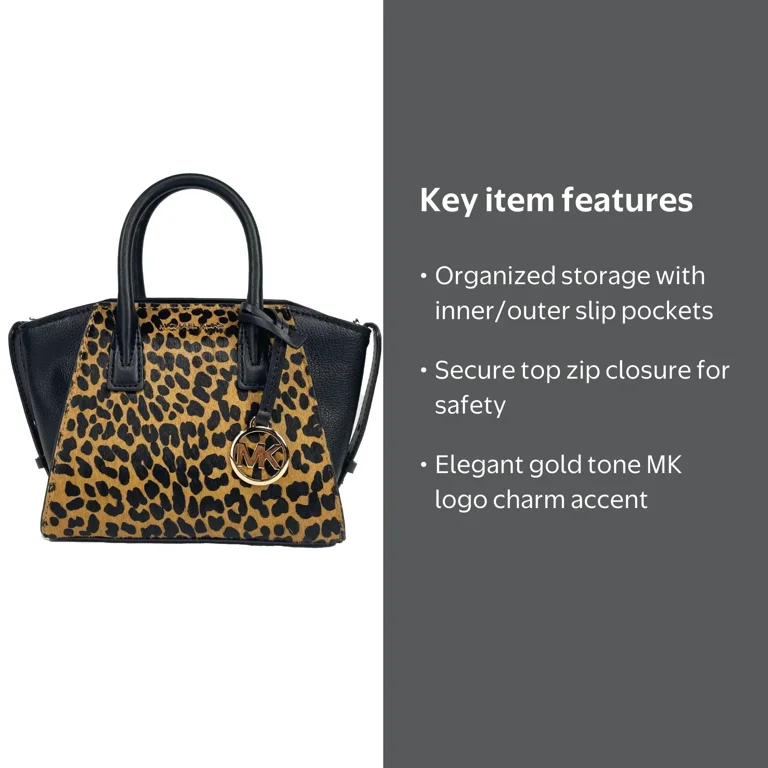MICHAEL KORS AVRIL チータープリント レザー　バック Michael Kors Avril XS Black Cheetah Satchel Crossbody Bag Purse