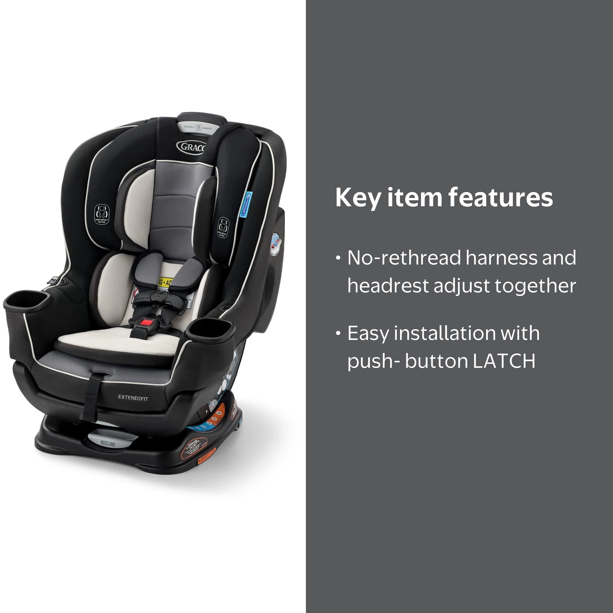Graco Extend2Fit Convertible Car Seat, Gotham, Black - Walmart.com