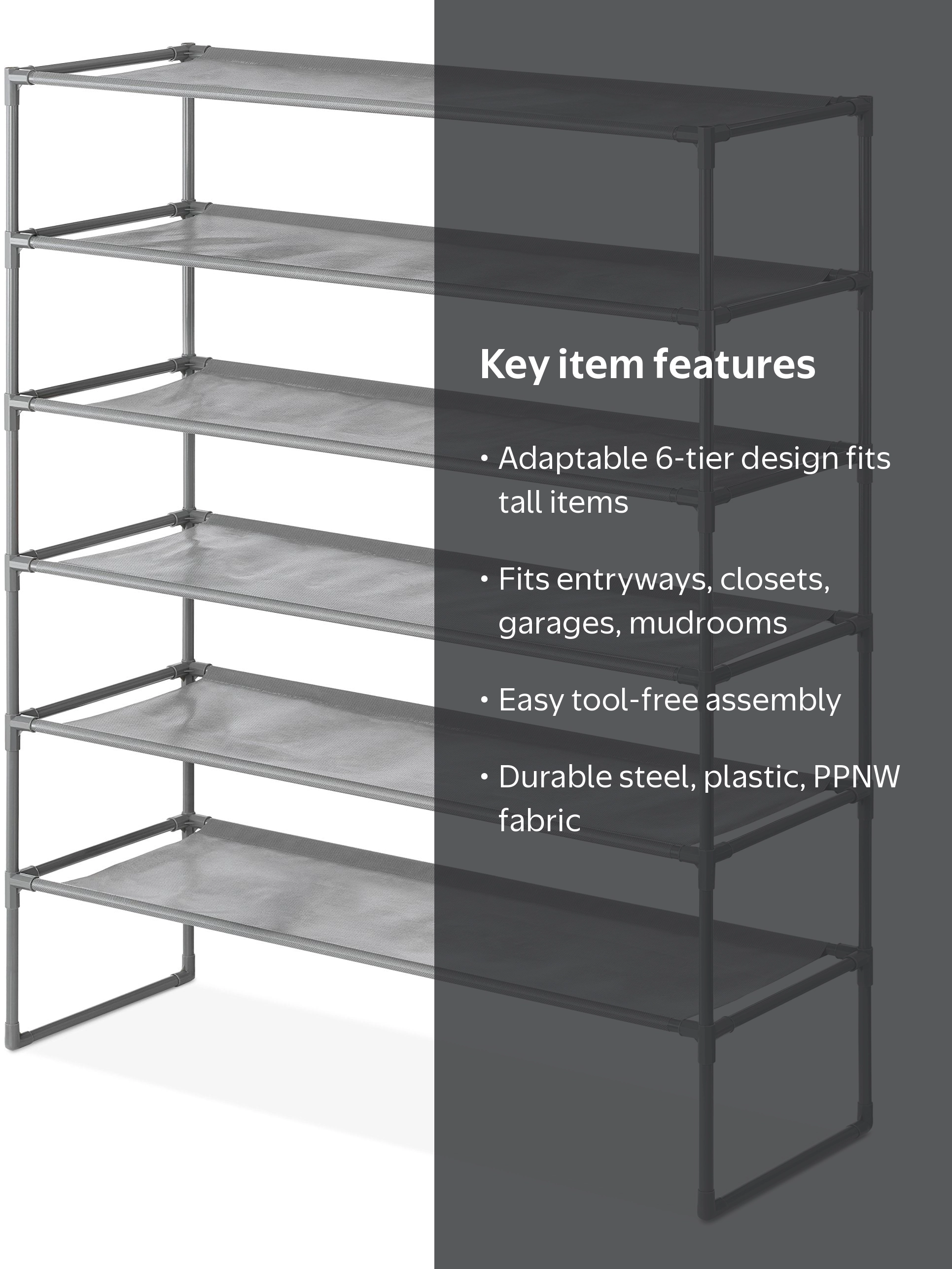 Whitmor 6-Tier Metal & Fabric Spacemaker Storage Rack, Space Whitmor 6-Tier Metal & Fabric Spacemaker Storage Rack, Space
