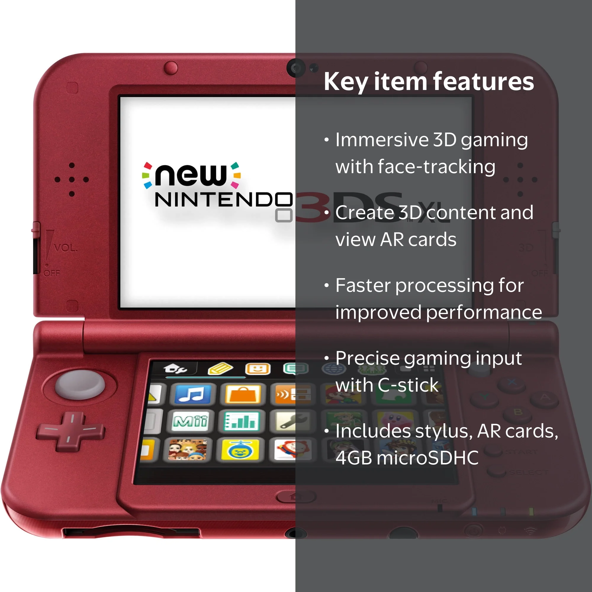 New Nintendo 3DS XL Handheld Console Game System in Metallic Red