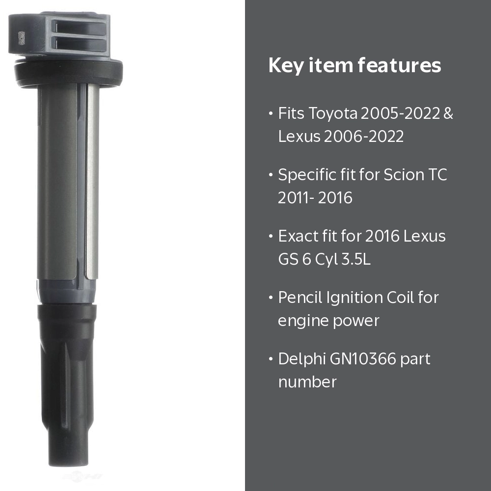 Delphi GN10366 Pencil Ignition Coil Fits select: 2006-2018 TOYOTA