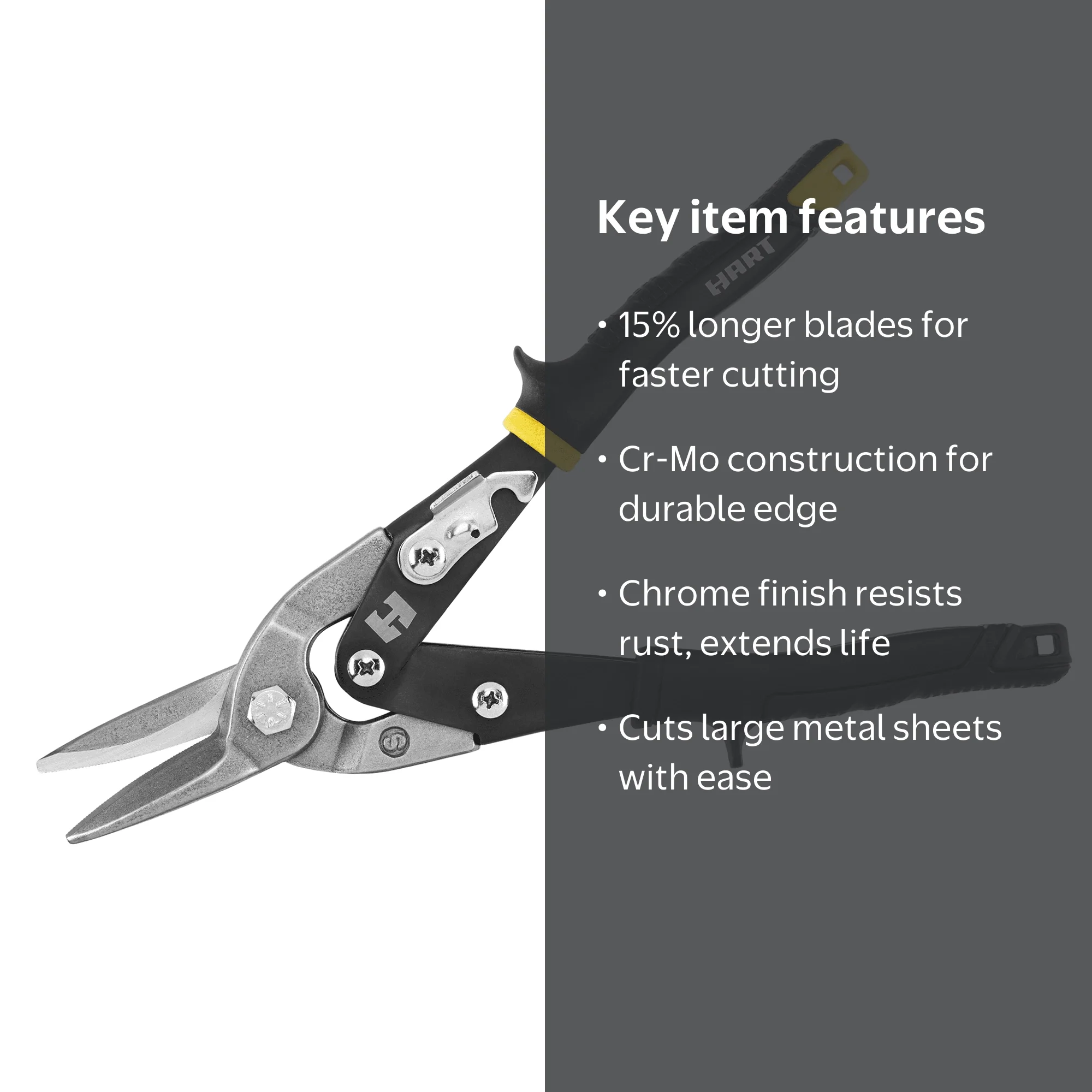 HART Straight Cut Aviation Snips, Chrome Molybdenum Blade