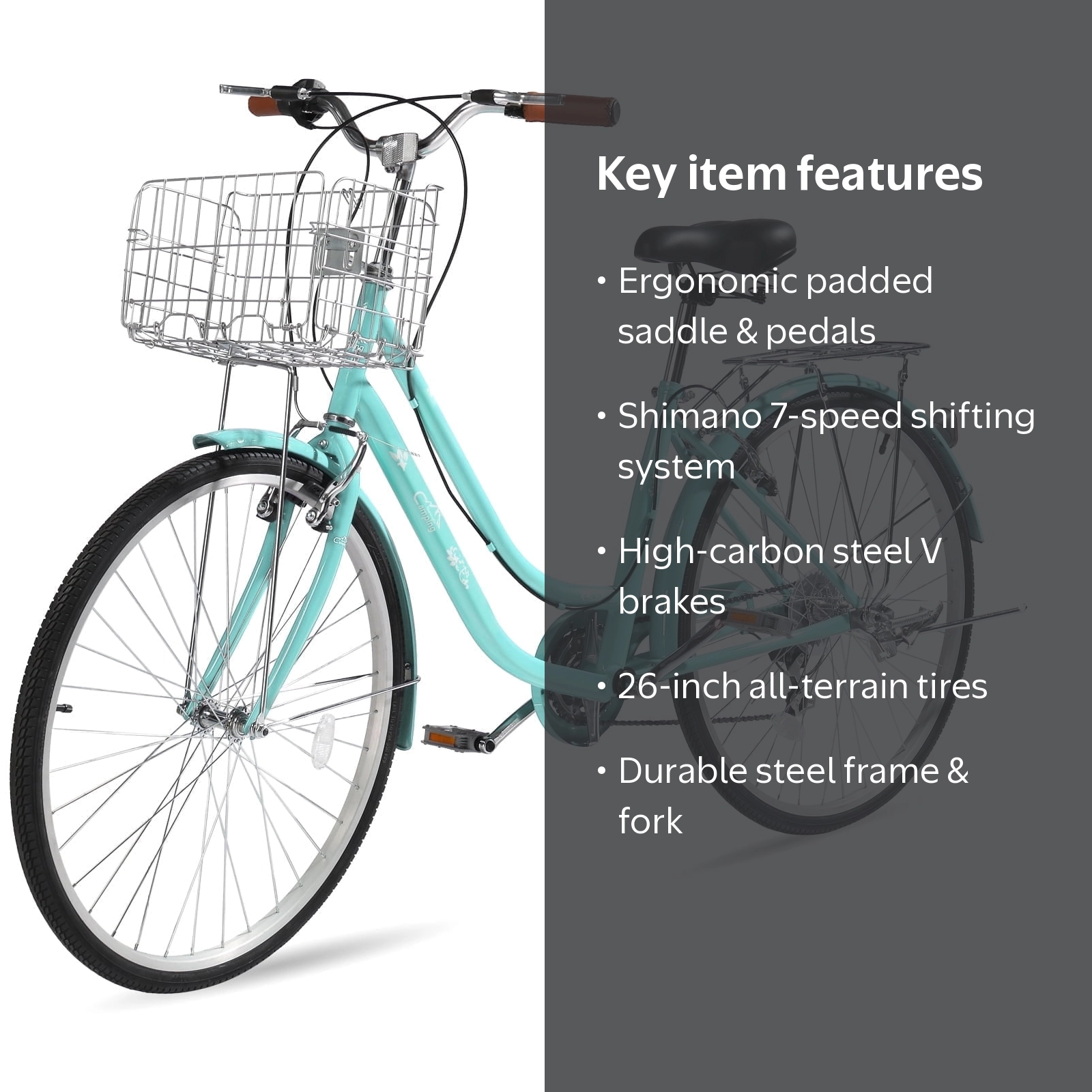 Ktaxon, City Bike, 26in Blue Commuter Bicycle, Shimano 7 Speed