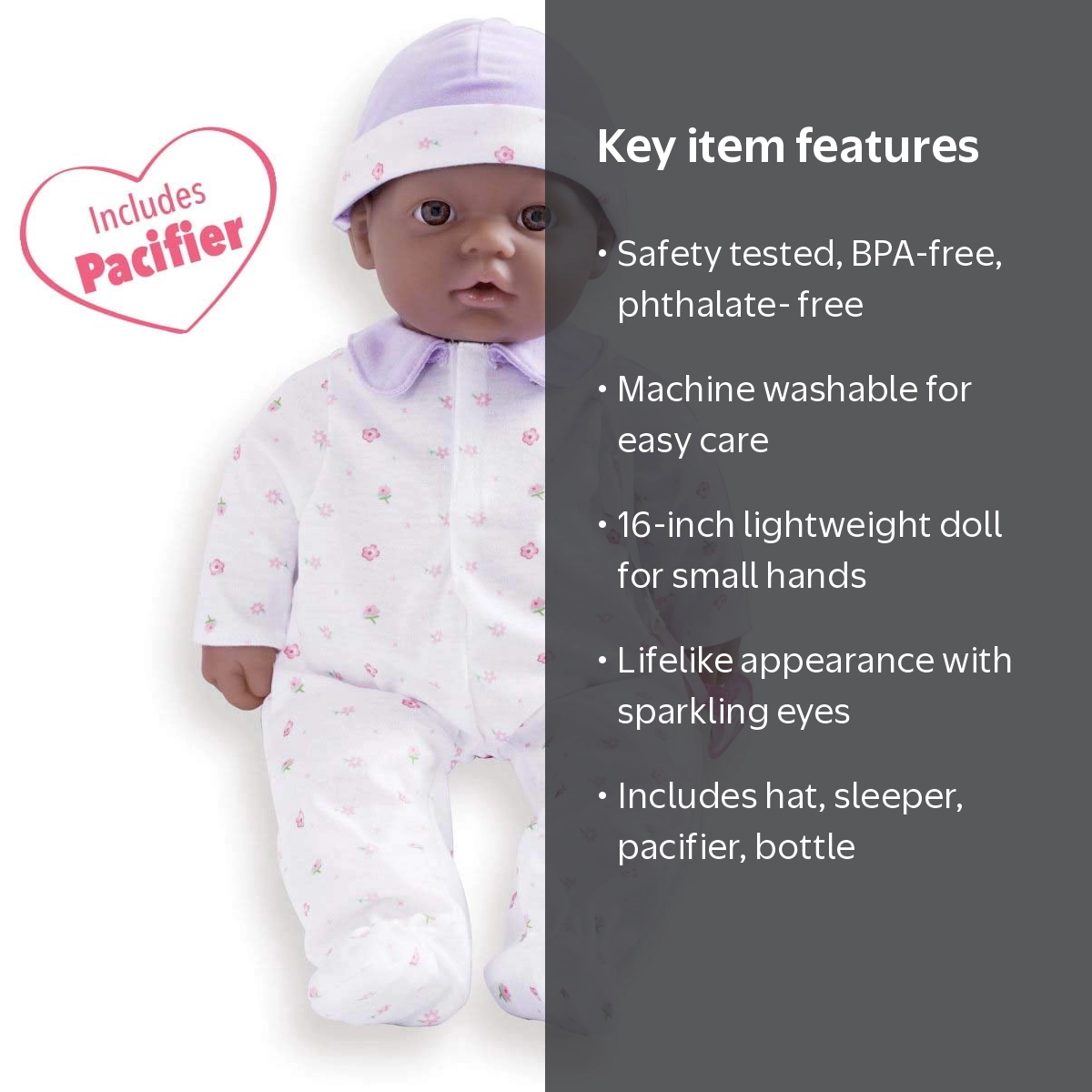 JC Toys La Baby 16-Inch African American Soft Baby Doll with