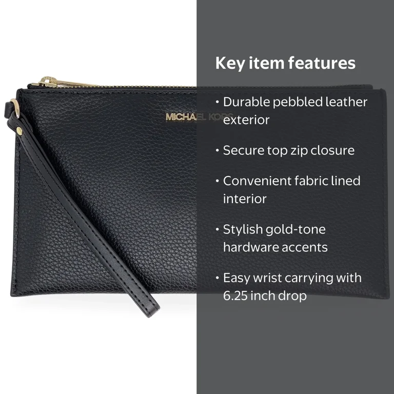 Michael Kors Women's Jet Set Travel Wristlet, Black Pebbled