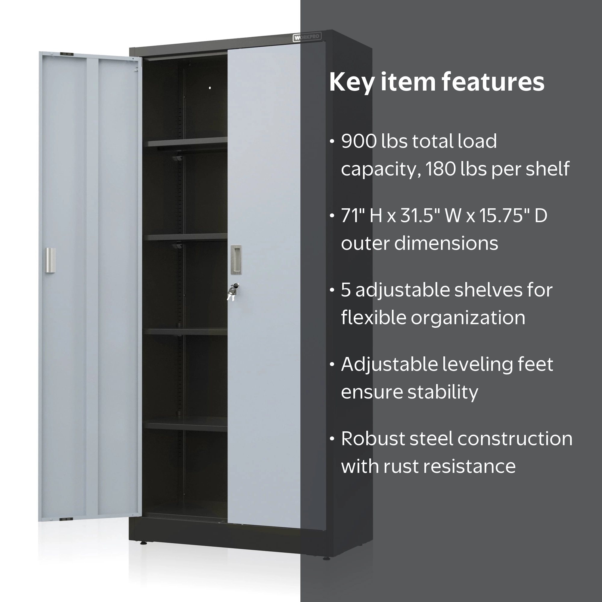 WORKPRO Metal Garage Storage Cabinet, 5 Shelves and 5 Drawers