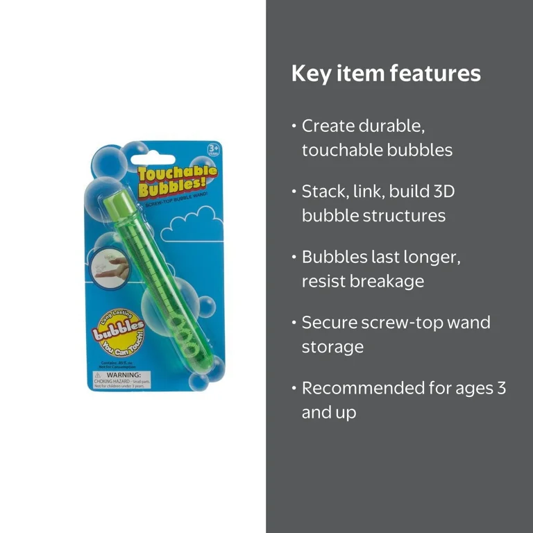 Toysmith Touchable Bubbles, Special Solution Set, Reusable Wand