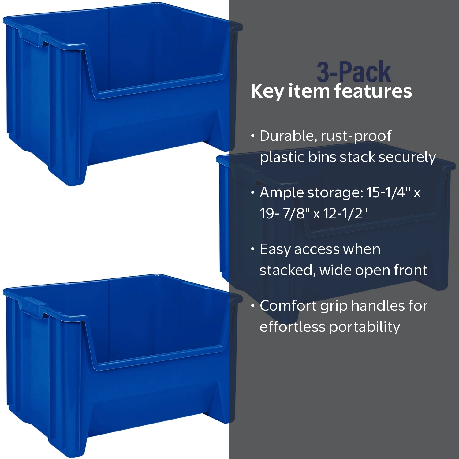 Akro-Mils, Storage Bins, 13017, Large Stackable Heavy Duty