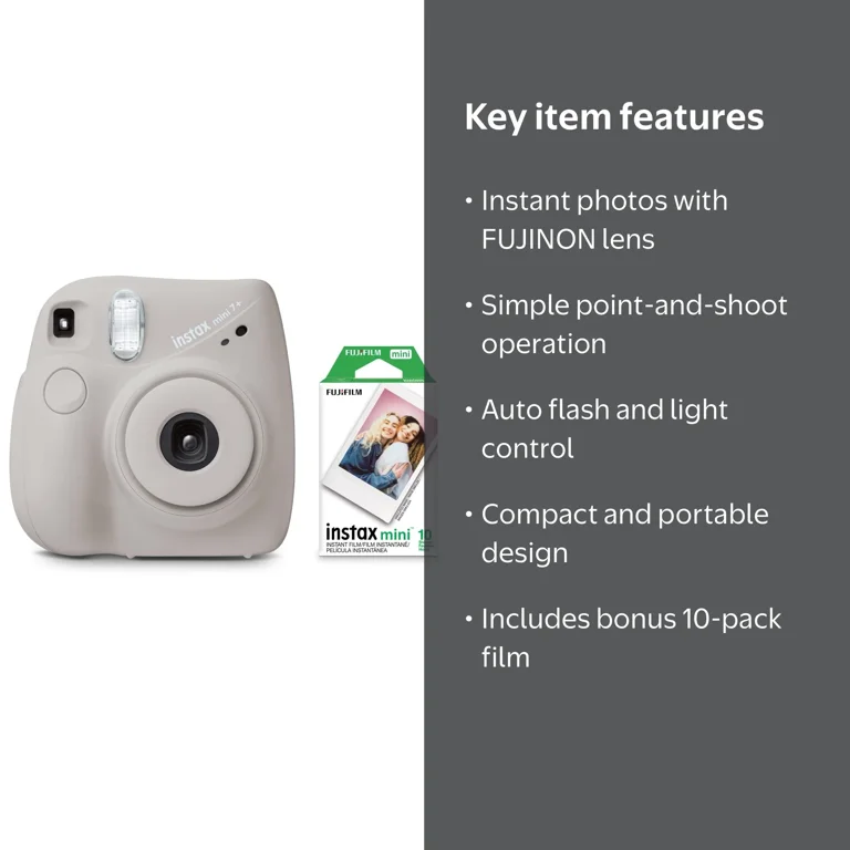 Fujifilm INSTAX Mini 7+ Instant Camera Exclusive Bundle with Bonus