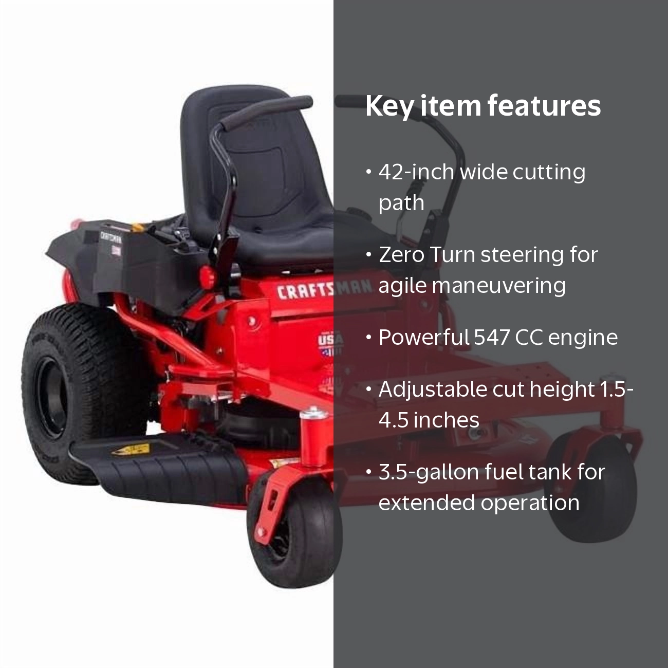 MTD Products 7054031 42 in. Craftsman 547 CC-Hydrostatic Gas Zero