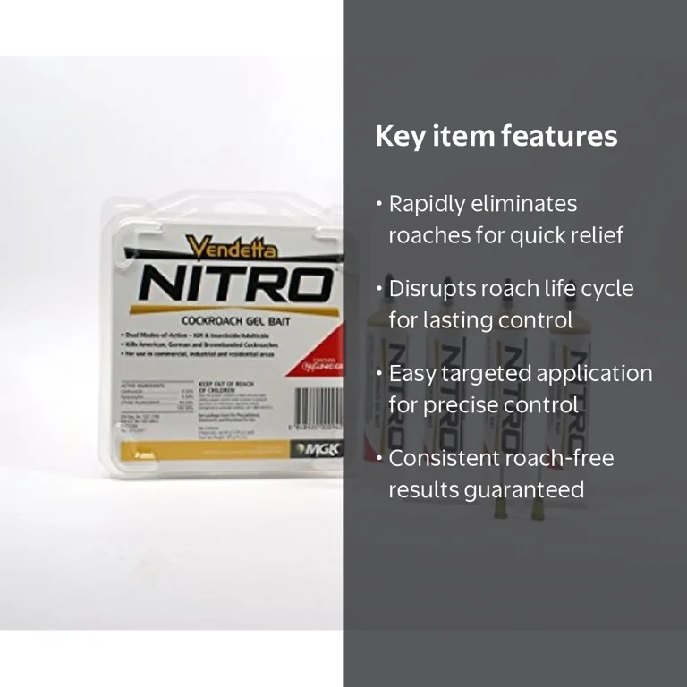 MGK Vendetta NitroOne Indoor Cockroach Gel, 4 Count, with NYGuard