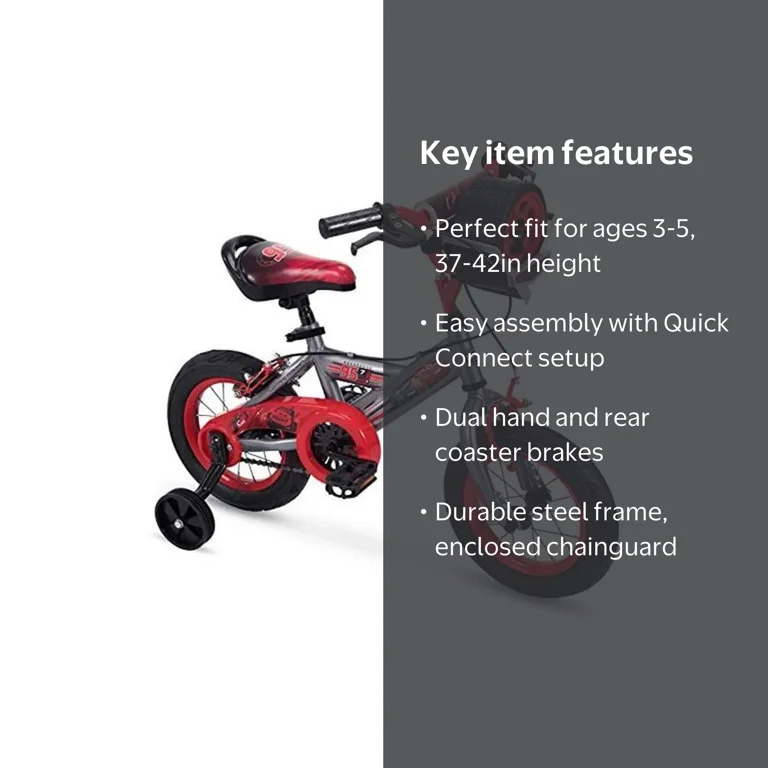 Huffy 72129 Disney Cars Bike 12 in. Quick Connect Assembly,