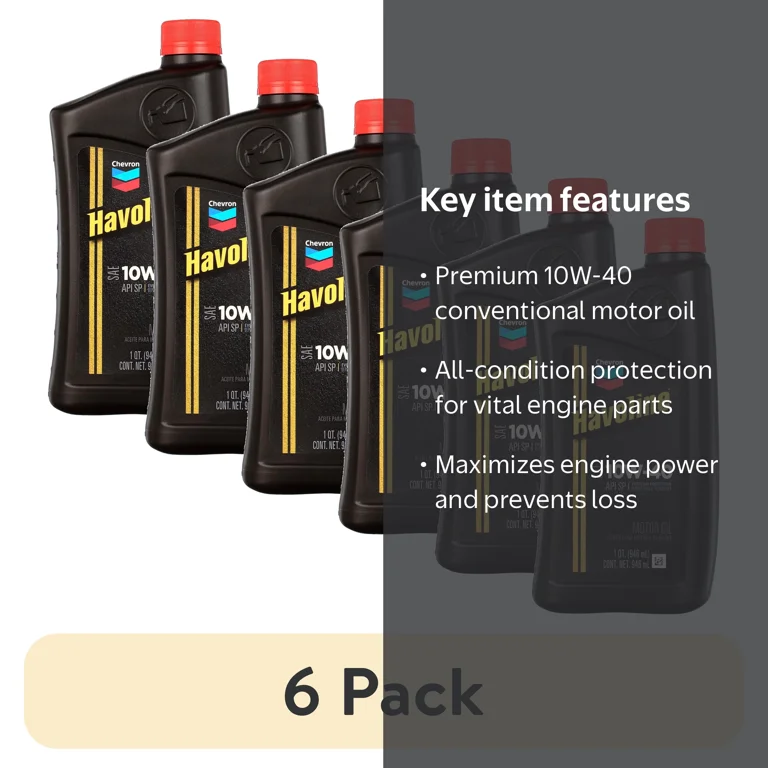 6 pack) Chevron Havoline Conventional Motor Oil 10W-40, 1 Quart