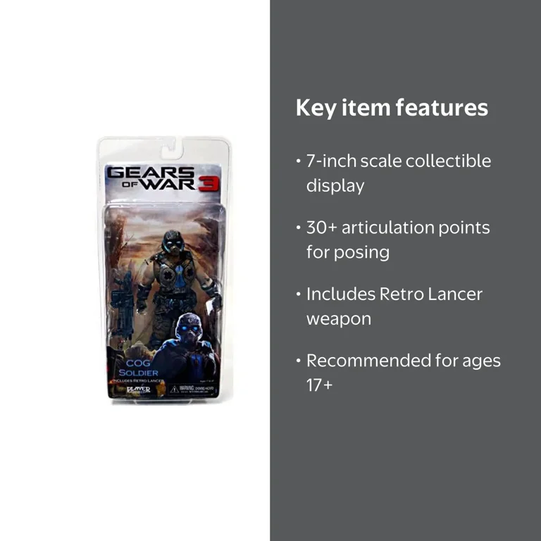 NECA, Gears of War 3 Action Figure, 7in COG Soldier, Multicolor