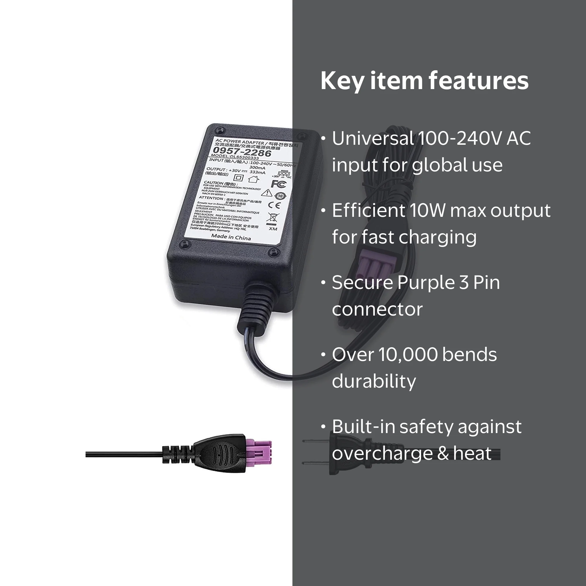30V 333mA AC Adapter for H-P 0957-2286 0957-2290 0957-2398 Deskjet