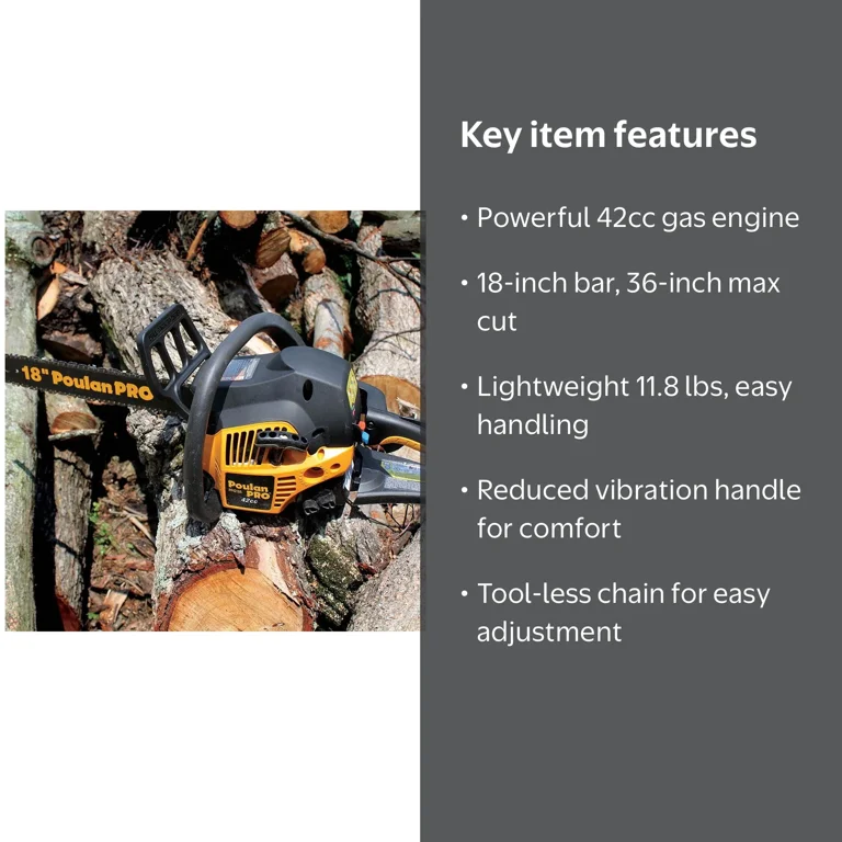 Husqvarna Poulan Pro 18 Inch Chainsaw with 42cc Gas Engine for