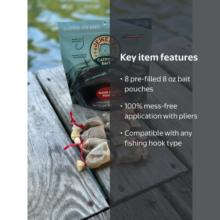 Jewels Catfish Bait Blood Frenzy Pouches, 8 oz, Easy to Use