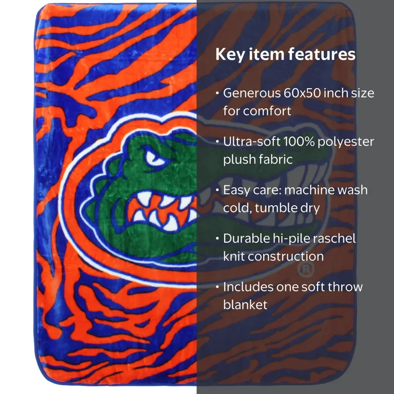 College Covers Everything Comfy Florida Gators Soft Raschel Throw