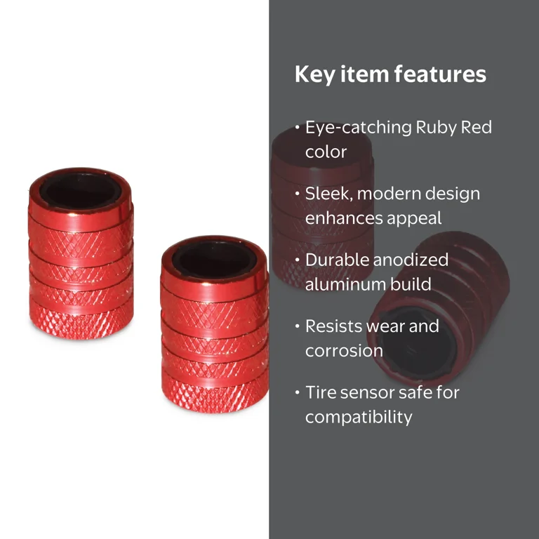 Slime Barrel Tire Valve Caps Ruby Red, Anodized Aluminum - 20338w