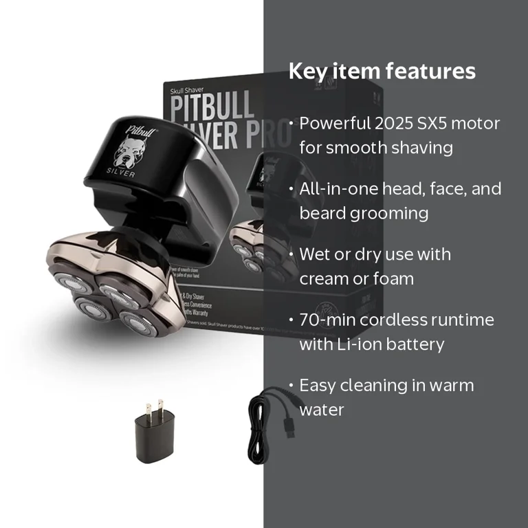 Pitbull Silver Pro メンズシェーバー Skull Shaver, Head Shaver for Men, SX5, 2025 Version - Walmart.com