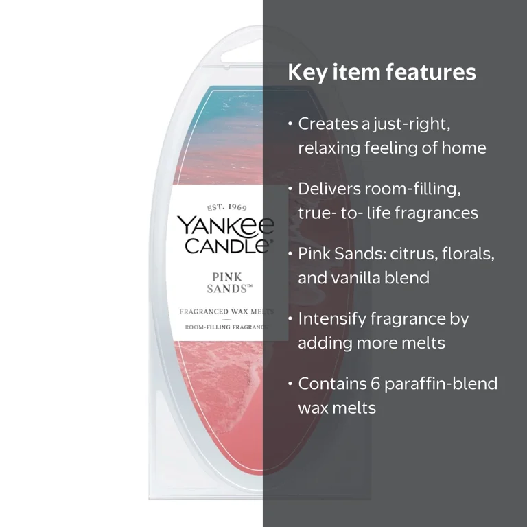 Yankee Candle 2.6 oz Scented Wax Melts, Pink Sands, 6 Count