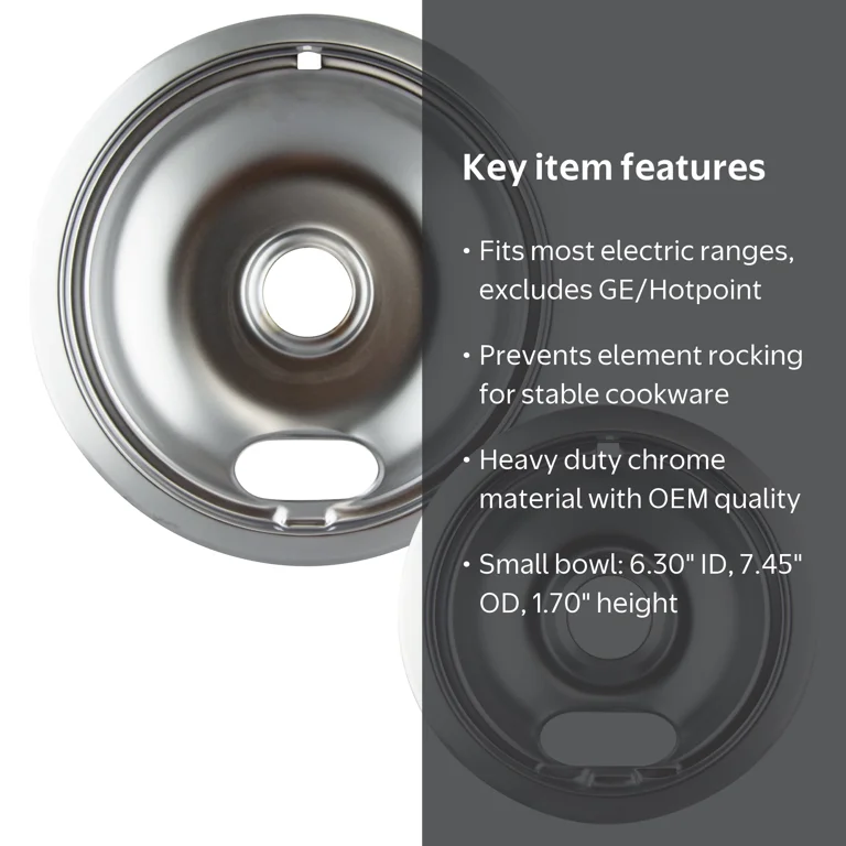 Range Kleen 12782XCD5 Style A Heavy Duty Chrome Drip Bowls, 2 Pack