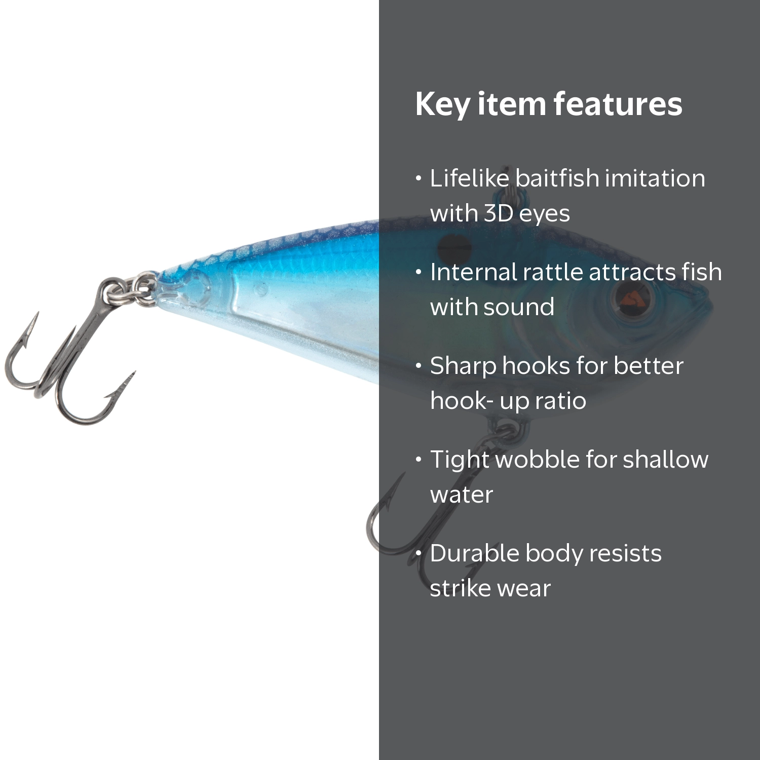 Ozark Trail Lipless Crankbait Blue Shad Fishing Lure with Rattle