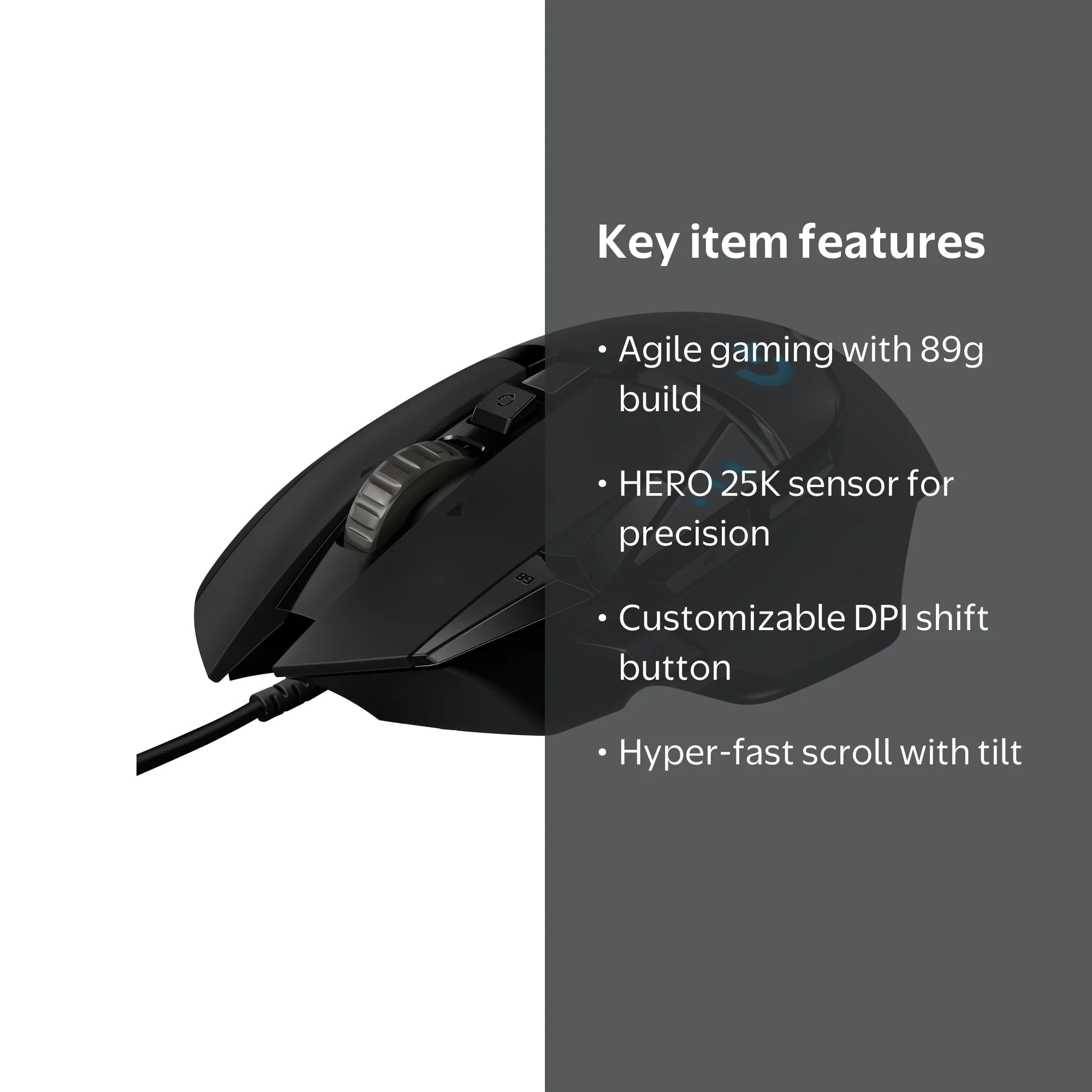 Logitech G502 X HERO Wired Gaming Mouse - Optical - USB - 25600