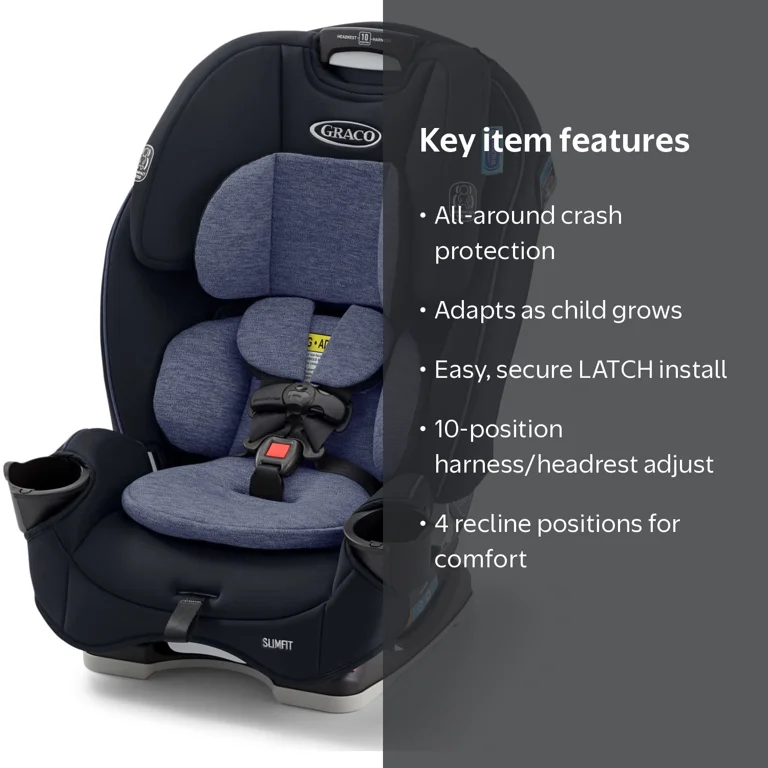 ❤️ 米国仕様)Gracoチャイルドシート SlimFit 3-in-1 Graco, SlimFit 3-in-1 Car Seat, Silas, Navy, Space-Saving Design
