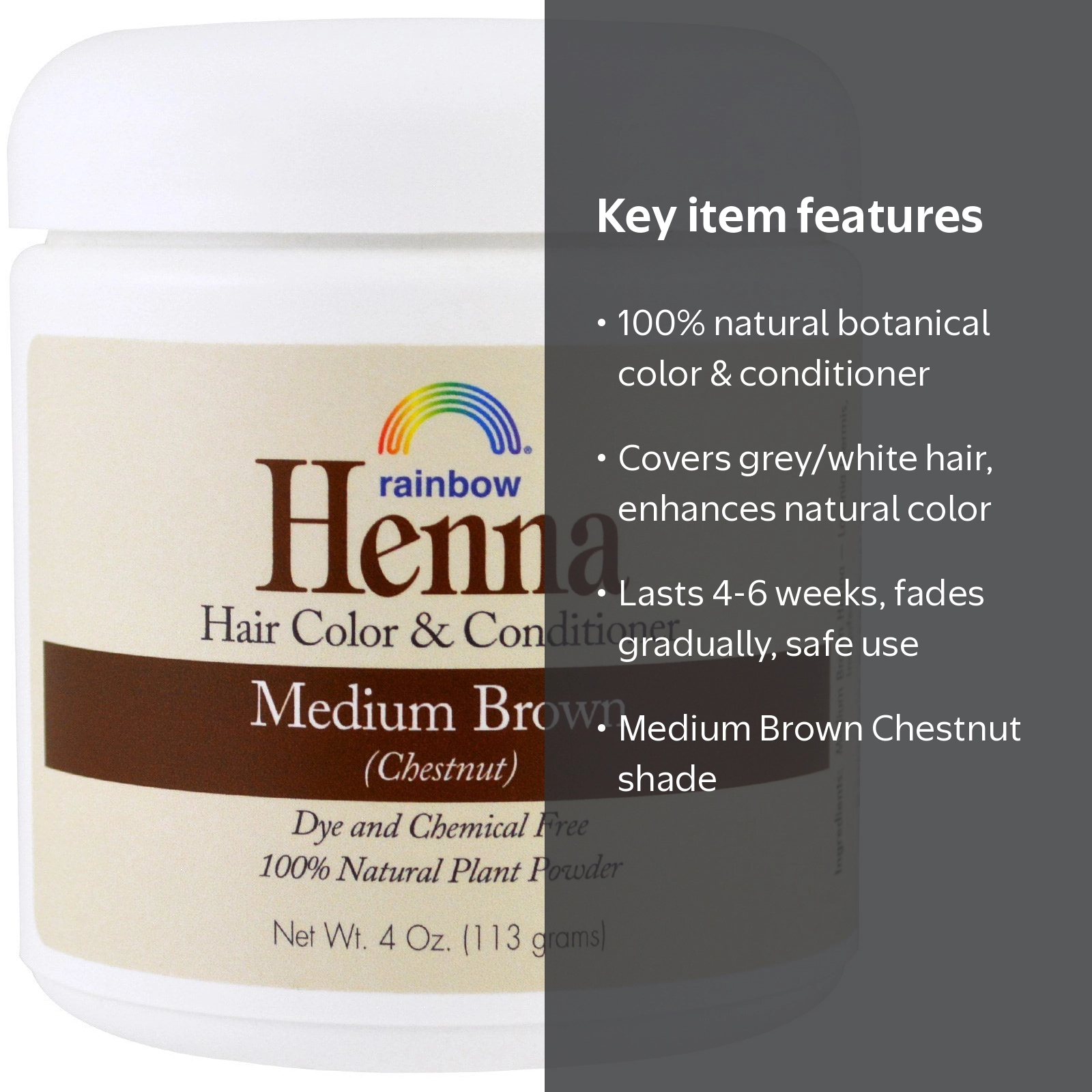 Rainbow Research, Henna Hair Color and Conditioner, Medium Brown