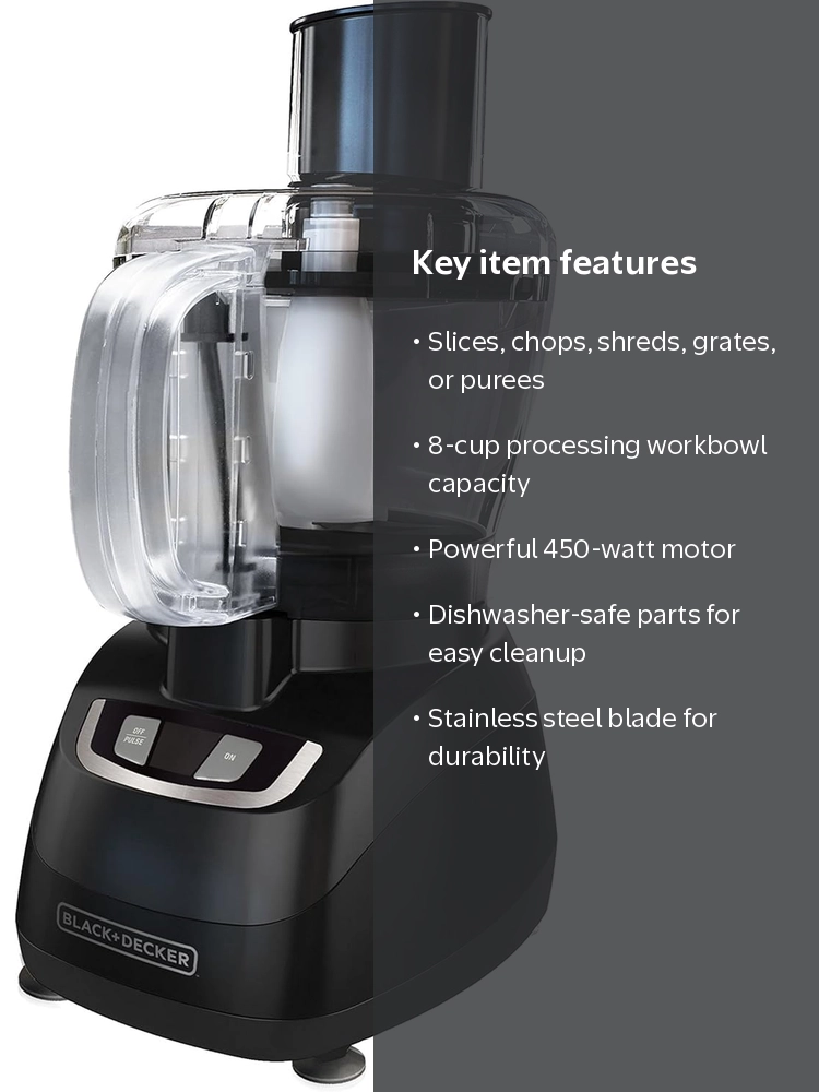 BLACK+DECKER, Food Processor, FP1600B, 8-Cup Capacity - Walmart.com