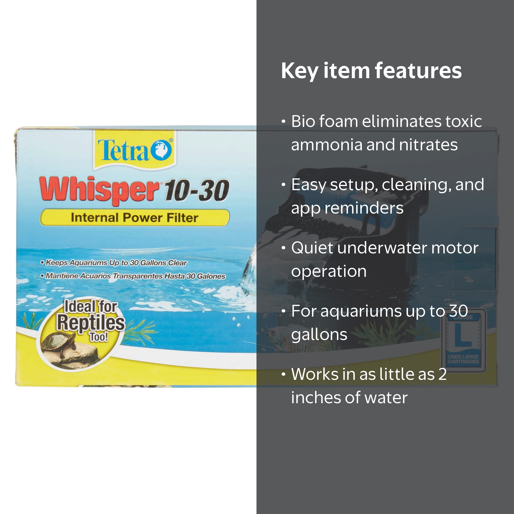 Tetra Whisper Internal Power Filter, 10-30 Gallon, Aquarium, Quiet