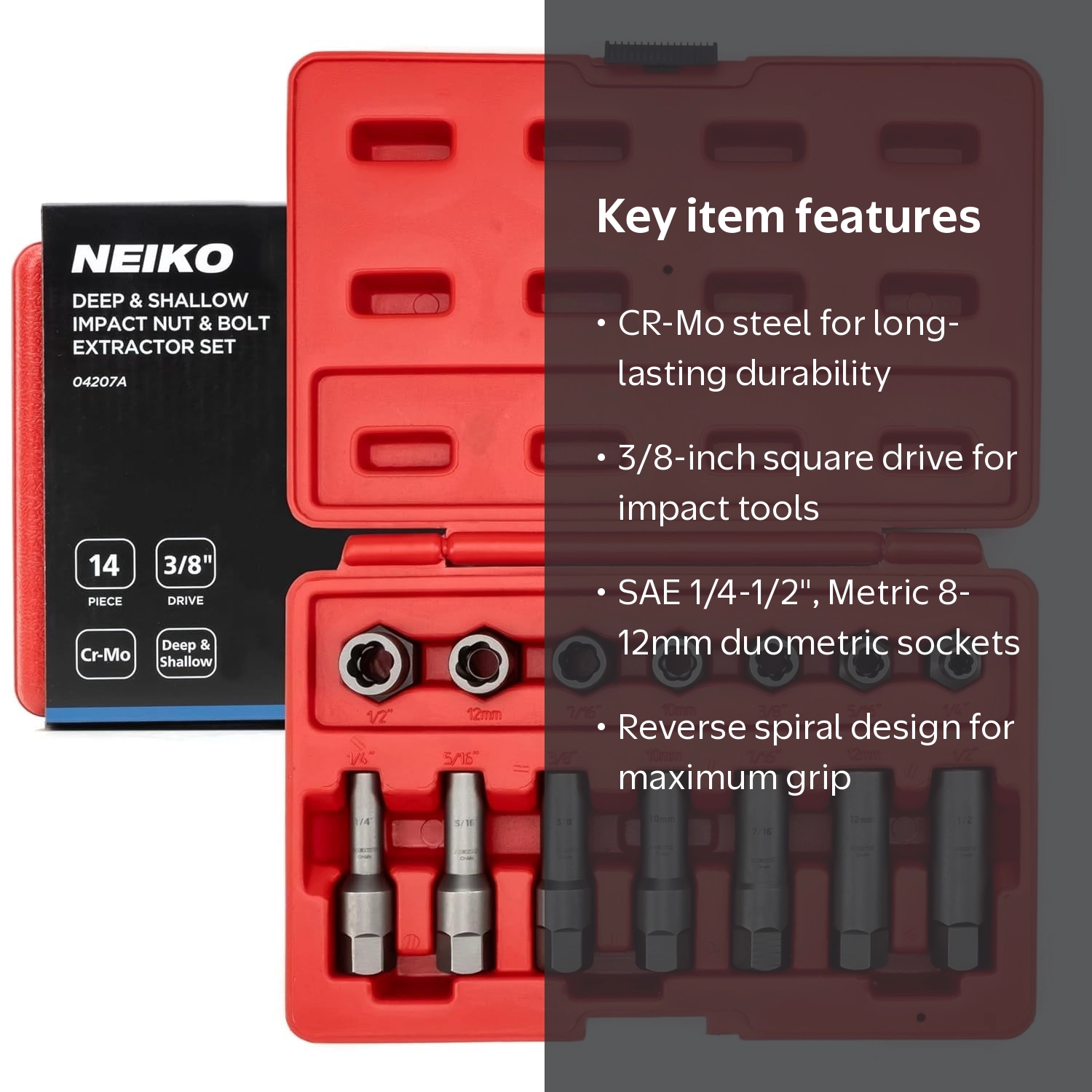 Neiko 04207A Impact Nut and Bolt Extractor Set, 14 Piece - Walmart.com