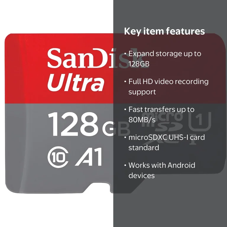SanDisk, MicroSDXC Memory Card, 128 GB, with Adapter - Walmart.com