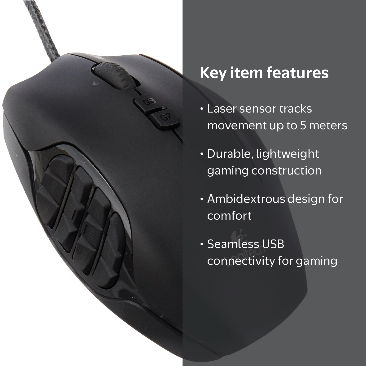 Logitech G600 MMO Gaming Mouse with 20 Programmable Buttons, Dual
