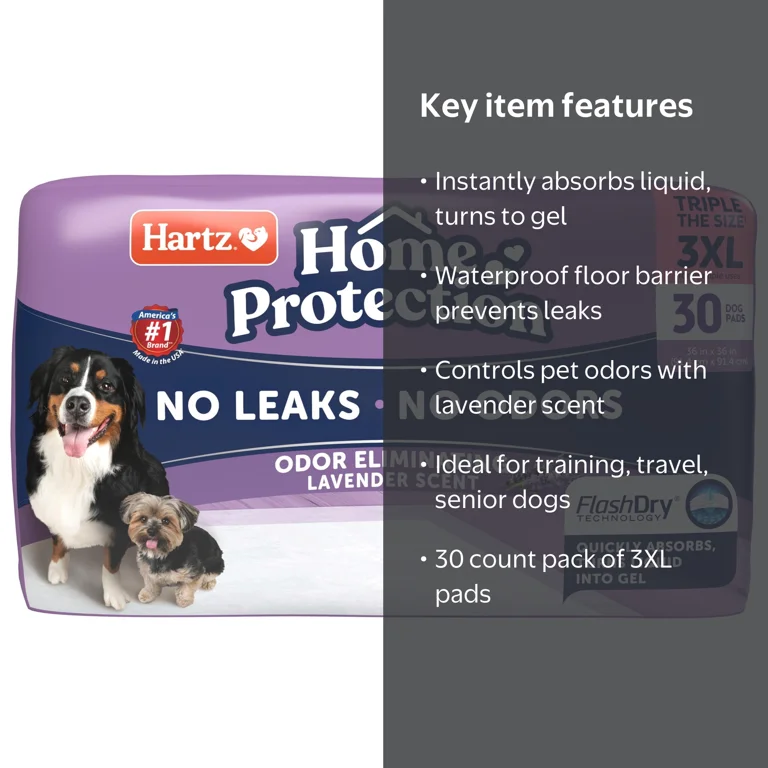 Home Protection, Dog Pads, 3XL, Lavender Scented No Leaks 30ct