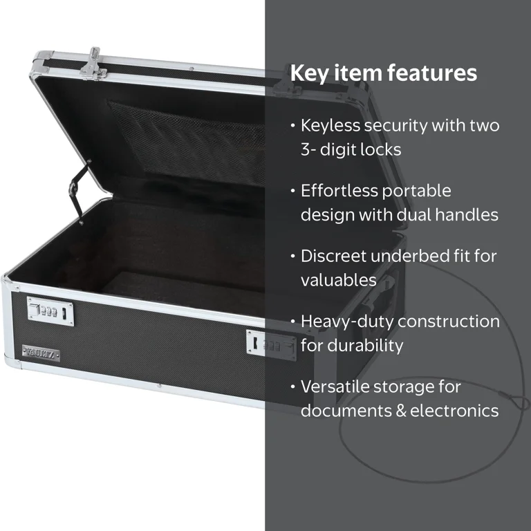 Vaultz Black Locking Storage Chest with Combination Locks for