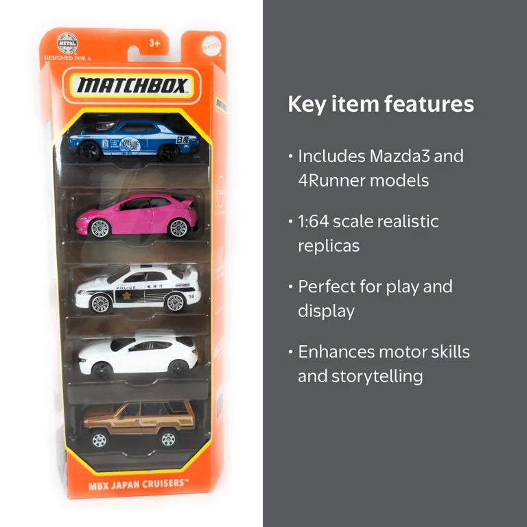 Matchbox MBX Japan Cruisers Car and Truck Play Vehicles, 5 Count
