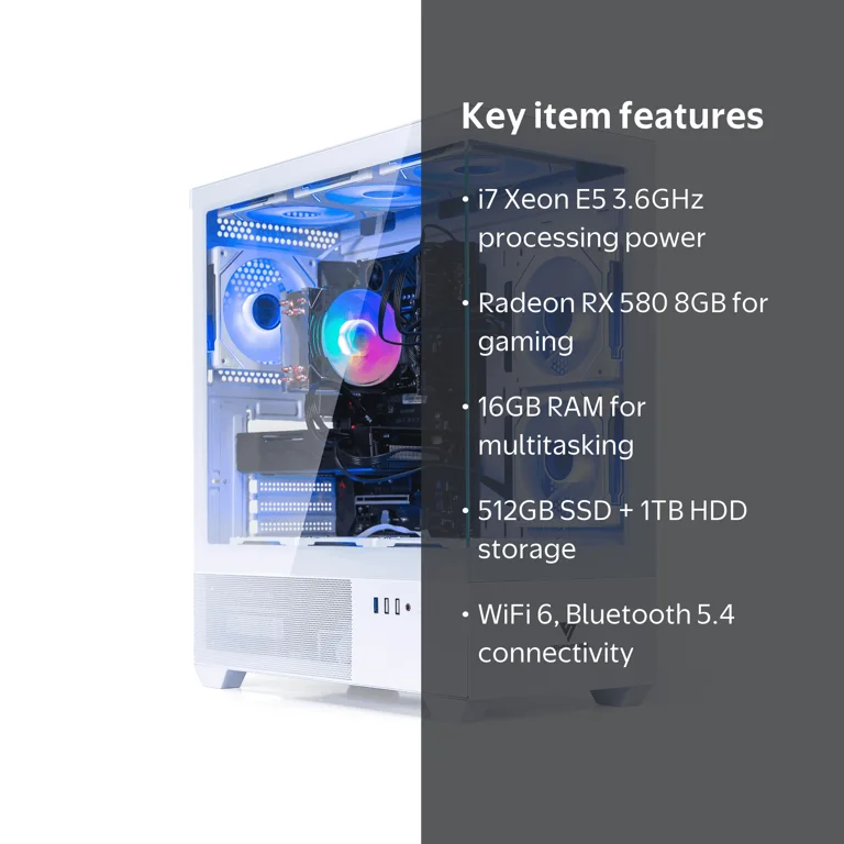 Gaming PC Computer Desktop Intel i7 Xeon E5 3.20GHz Radeon RX580