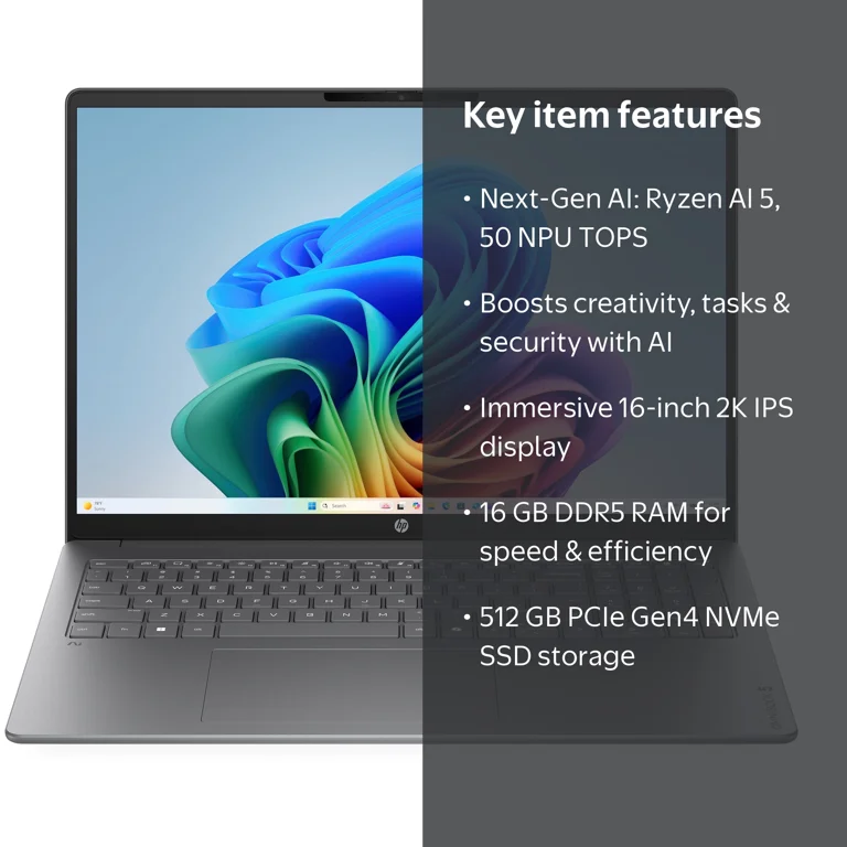 HP OmniBook 5 16 inch Laptop Next Gen AI PC 2K IPS Display Windows