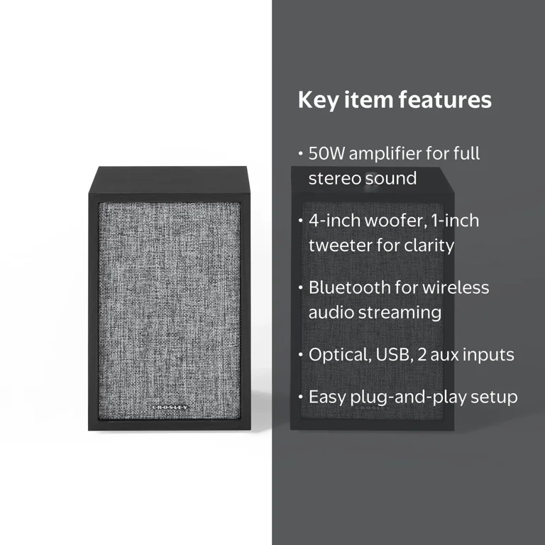 Crosley Radio S200 Stereo Powered Speakers In Black - Walmart.com