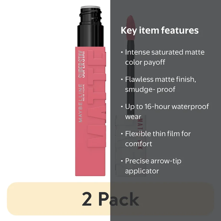 2 pack) Maybelline Super Stay Matte Ink Liquid Lipstick