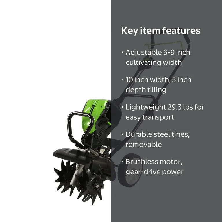 Greenworks, Cultivator/Tiller, 80V 10 inch, Battery Not Included