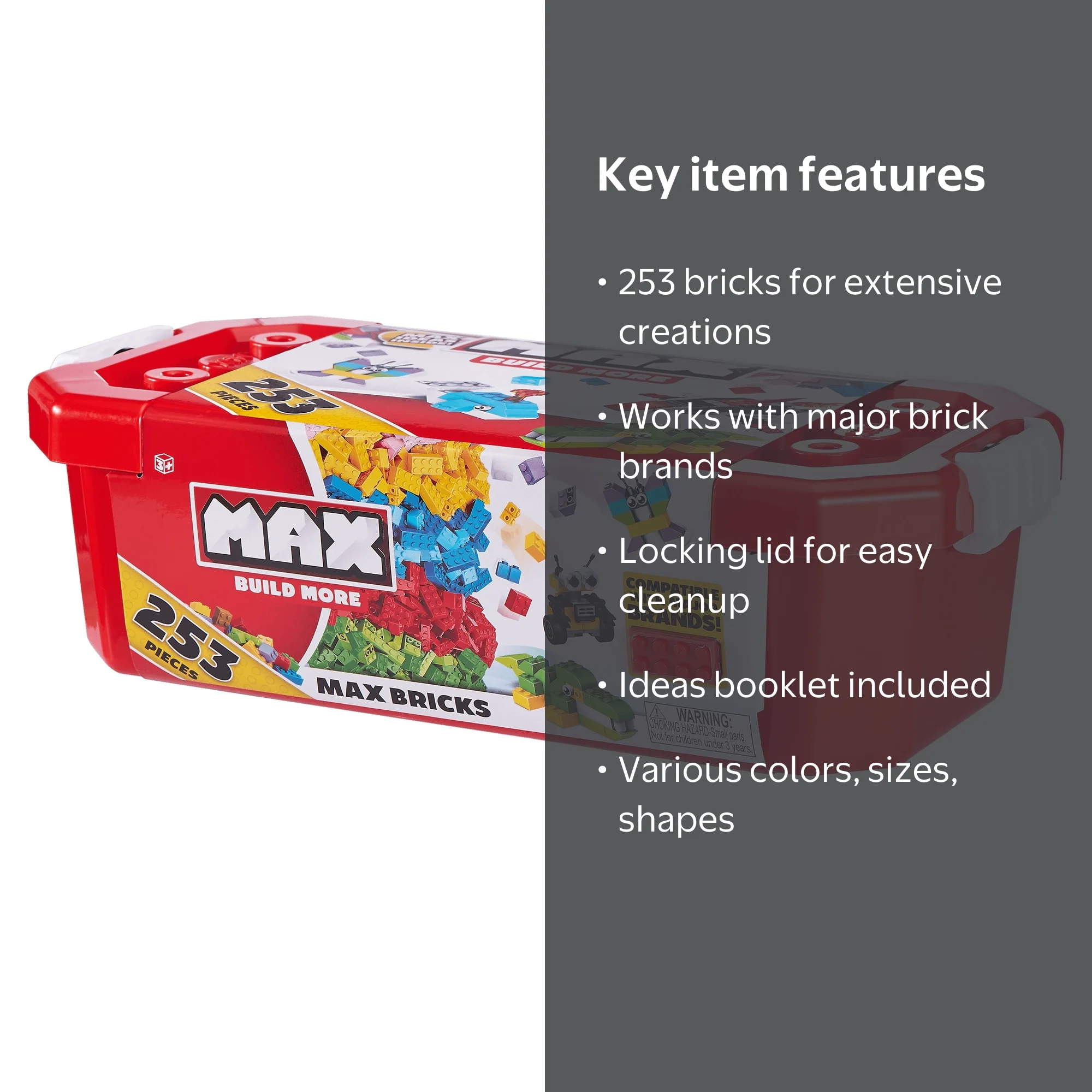 MAX Build More Premium Building Bricks Set (253 Bricks) - Major